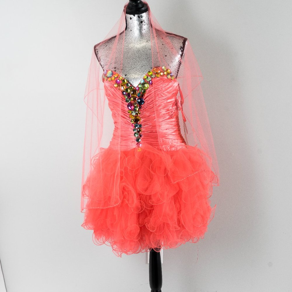 NWT coral ruffle convertible dress